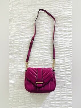 Pink Quilted Crossbody Bag Gold Hardware Shoulder Purse Adjustable Strap